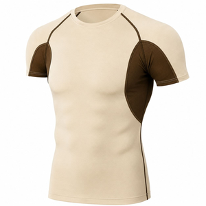 Men's Short Sleeve Rash Guard with Blocked Design <b>Compression</b> <b>Shirts</b> Moisture-wicking Anti-Bacterial for BJJ MMA and Wrestling - Product Image 3