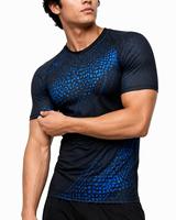 T-shirt de sport pour homme, tendance, noir et bleu, imprimé par sublimation, manches courtes, anti-UV, séchage rapide, polyester, adulte