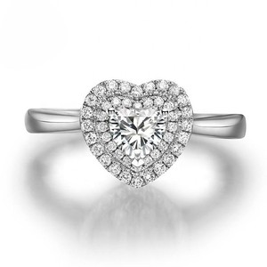 Bague de fiançailles de mariage en or blanc de luxe pour femmes 14K 18K coupe en coeur VVS Clarity Fine Moissanite IGI Certified Lab Fine Rings - Product Image 4