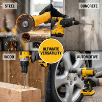 Ensemble d'outils électriques sans fil haute puissance 4 en 1, perceuse, clé à chocs, marteau perforateur, meuleuse d'angle, adapté à la rénovation et à la construction à domicile