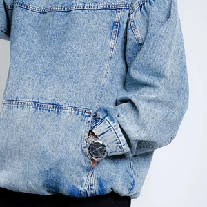 เสื้อฮู้ดยีนส์ผู้ชายขายดี กำลังฮิต สำหรับฤดูใบไม้ร่วง ผ้าฝ้าย 100% ย้อมสีพื้น ระบายอากาศได้ดี คุณภาพสูง แฟชั่น ราคาถูก ขายส่ง - Product Image 5