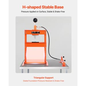 Pressa Idraulica da Officina da 10 Tonnellate, Stabile, per Garage, con Base a H Regolabile e Piastra di Pressione a H con Cuscinetto Stabile - Product Image 5