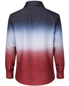 Camisa Formal para Hombre en Gris Carbón y Rojo Degradado, Algodón Premium, Manga Larga, Cierre de Botones, Estilo Casual Elegante, Suministro al por Mayor del Fabricante - Product Image 2