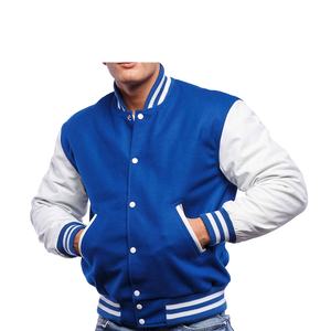Logo personnalisé veste universitaire de baseball pour hommes 100% polyester tissu peigné séchage rapide respirant col mandarin fermeture éclair - Product Image 4
