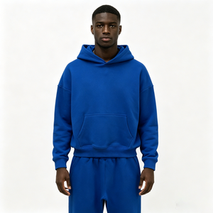 Sudadera con Capucha Extra Grande para Hombre, Azul Sólido, Felpa de Algodón, Ropa Casual de Otoño, Sudaderas con Capucha para Hombre - Product Image 6
