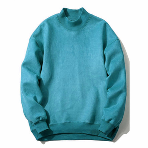 Men's Solid Color Mock Neck Pullover Sweatshirt Regular Sleeve Autumn Knitted <b>Crewneck</b> <b>Sweater</b> Standard Thickness - Product Image 1