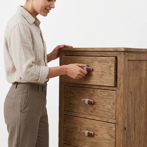 Poignée de tiroir ovale en bois avec incrustation en résine, poignée de meuble moderne pour armoire de salon - Product Image 4