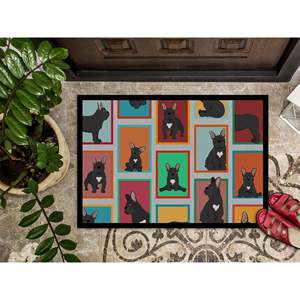 Felpudo negro Bulldog francés para interiores/exteriores 24H X 36W alfombras lavables antideslizantes de pila baja para puerta de entrada - Product Image 3