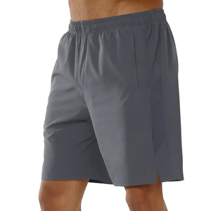 Men's Gray Solid Quick Dry Bermuda Shorts <b>Elastic</b> Waist Pockets Casual Workout Running Shorts - Product Image 1