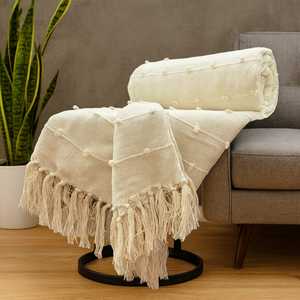 Manta de algodón tejida con borlas y rayas con cuentas, decoración tradicional para el hogar, cubre sofá, colcha, sábana multiusos - Product Image 2