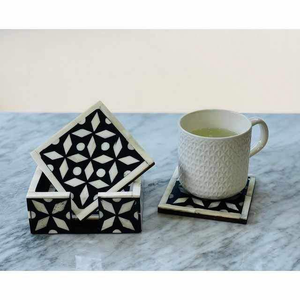 High Quality Eco-Friendly Customizable MDF & Bone Inlay Coaster Classic <b>Square</b> Design for Home Hotel Office <b>Table</b> use - Product Image 3