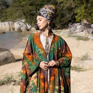 Dernier design Taille unique Kimono avec ceinture Beau Kimono avec tissu rayonne Fait à la main Tie Dye Design Femmes Kimono Robe - Product Image 4