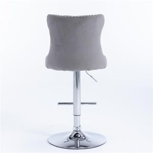 Modern Upholstered Chrome Base <b>Bar</b> <b>Stools</b> with Swivel Velvet Seat 25-33 Inch <b>Adjustable</b> Height Furniture Comfortable Backrest - Product Image 6