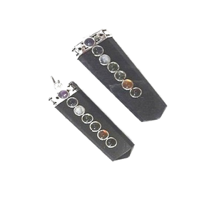 Pendentif plat en cristal de quartz hexagonal plaqué argent antique à la mode, pierre précieuse de guérison des chakras, sept chakras naturels, vente en gros - Product Image 1