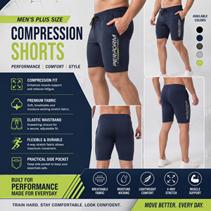 Shorts de compression pour hommes à taille élastique, imprimés, grandes tailles, pour yoga, sous-vêtement technique, gym, fitness et course à pied - Product Image 5