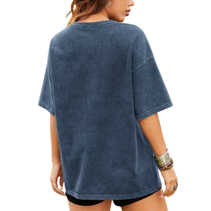 Camiseta Oversize de Mujer con Efecto Lavado Vintage, Ajuste Holgado, Manga Corta, Cuello Redondo, Estilo Casual Urbano, 100% Algodón, Lisa para Verano - Product Image 2