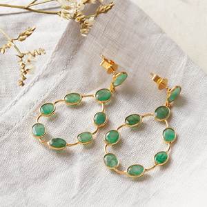 Pendientes de Araña Esmeralda Hechos a Mano en Plata de Ley 925 con Baño de Oro de 18K, Joyería Vintage, Regalo de Piedra de Nacimiento de Mayo, Elegantes para Mujer - Product Image 5