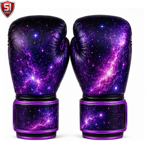 Ensemble de boxe SUMROOS SI : Gants en cuir noir et or avec sangle de poignet réglable, durables, protecteurs et confortables pour l'entraînement, à lacets - Product Image 2
