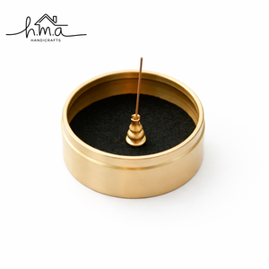 Round Brass Incense Holder Bowl with Ash Catcher Minimalist <b>Stick</b> Holder Meditation Aromatherapy Home Decor Accessory - Product Image 1