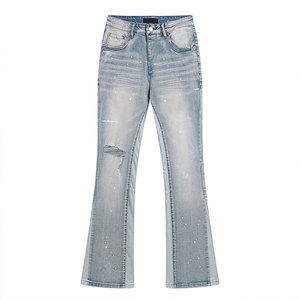 Pantalon en jean bleu foncé coupe ample pour homme – Jean décontracté droit taille mi-haute style streetwear européen et américain - Product Image 5