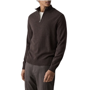 OEM ODM Sportswear Tee Men Stand Collar Half Zip Long Sleeve Top Tee Men Regular Fit Dark Charcoal Quarter Zip Long Sleeve Tee - Product Image 4