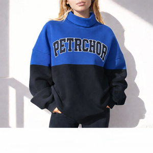 Sweat-shirt à col montant pour femme en molleton doux polyester-coton, imprimé logo personnalisé en relief, couleur unie, éco-responsable, collection automne - Product Image 6