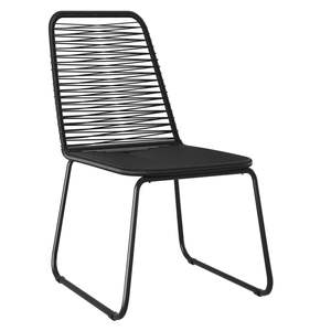 Ensemble de salle à manger de jardin en rotin noir 5 pièces, mobilier d'extérieur au design contemporain avec structure métallique pour usage extérieur - Product Image 5