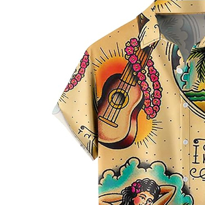 Men Hawaiian Beach <b>Shirts</b> Summer Short Sleeve Slim Fit 100% Polyester Twill Tropical Floral Print Casual <b>Button</b> Quick Dry - Product Image 5