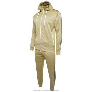 Logo de marque personnalisé survêtement pour hommes en polaire à rayures latérales sweat à capuche zippé sweat vêtements de jogging survêtements de course à pied de gymnastique - Product Image 3