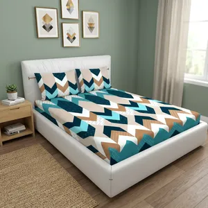 Drap de lit de haute qualité, bleu, motif uni, moderne, durable, écologique, toutes saisons, tissu microfibre 118 GSM, doux et confortable - Product Image 3
