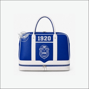 Sac de voyage week-end portable en PU de luxe bleu et blanc Zeta Phi Beta 1920, design personnalisé, fermeture éclair en polyester - Product Image 1