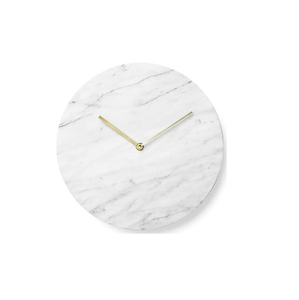 Luxury Oval Marble Wall <b>Clock</b> Silent Mechanism Minimalist White Face Gold Markers/Hands Modern Frameless Design for Weddings - Product Image 5