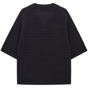 Polo de punto texturizado para hombre, color carbón, de manga corta, estilo casual, holgado, para verano, a la moda, OEM - Product Image 2