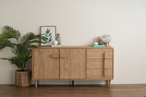 Buffet scandinave en bois massif LOME 1,6 m en chêne malaisien naturel pour rangement écologique de salle à manger - Product Image 5