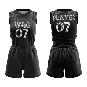 Ensemble d'uniformes de basketball personnalisés pour filles, vente en gros, imprimés sur mesure, respirants, anti-humidité, séchage rapide, 100 % polyester, col en V - Product Image 6