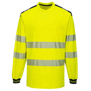 Camisetas de Seguridad con Cinta Reflectante de Diseño OEM, Ropa de Trabajo 100% Algodón, Camisetas de Seguridad Reflectantes de Manga Larga - Product Image 3