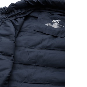 Chaqueta Acolchada Azul Marino para Hombre, Cuello Alto, Cierre Frontal con Cremallera, Resistente al Viento, Informal, para Invierno, Color Sólido, Corte Ajustado, Relleno de Poliéster - Product Image 3