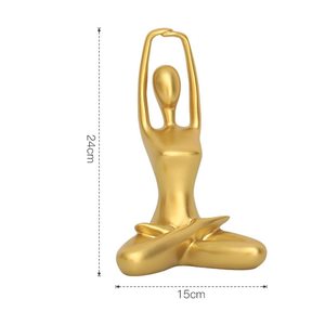 Figurine en résine décorative de pose de yoga, sculpture moderne de méditation pour la maison, le bureau ou le studio - Product Image 3