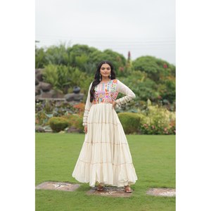 Navratri Special Multi-Thread Embroidered <b>Evening</b> <b>Gown</b> - Product Image 5