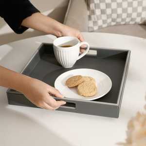 New Style Leather Tray For Organization & Home Decoration Faux Leather Wedding Decor Plates MDF Wood Faux Leather Serving Trays - Product Image 5