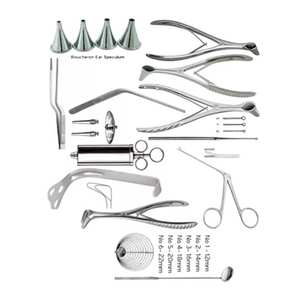Juego completo de instrumentos quirúrgicos ORL para procedimientos de oído, nariz y garganta en hospitales y clínicas. - Product Image 1