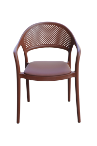 Fauteuil moderne marron à dossier solide |   Chaise de patio empilable en résine et mousse, mobilier de maison, mobilier commercial de luxe pour café extérieur - Product Image 3