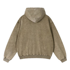 Sweat à capuche oversize pour homme de haute qualité avec fermeture éclair et effet délavé, hiver, 2 pièces, prix bas - Product Image 3