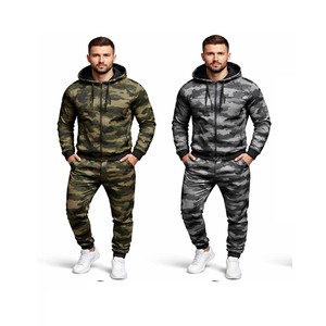 Blank Custom Pullover Tracksuits Men's Streetwear Set Camo Fleece Cotton Hoodie Sweatshirt Jogger Oversize - Product Image 5