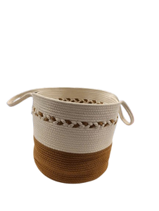 Panier de rangement rond pliable en corde de coton écologique, grand format, avec design multifonctionnel - Product Image 1