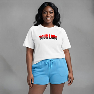 High Quality Oversized Drop Shoulder Women's 2 Piece <b>Set</b> 100% Cotton 2 tone baggy fit Streetwear Hip Hop women's Short <b>set</b> - Product Image 4