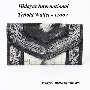 Handmade Cowhide Leather <b>Trifold</b> <b>Wallet</b> for Women Vintage RFID Blocking Magnet Flap Bohemian Floral Winter Clutch <b>Wallet</b> - Product Image 6