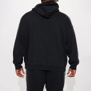 Sudadera con Capucha Casual de Invierno, Diseño Europeo, Negra, 500/600GSM, Mezcla de Algodón y Poliéster, Bolsillo en la Capucha, Corte Holgado con Hombros Caídos, para Hombre - Product Image 3