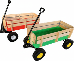 Chariot de jardin pour enfants Caldwell avec côtés en bois, plateau en acier, roues anti-crevaison de 10 pouces (350-4 PU) - robuste, revêtement en poudre OEM - Product Image 1