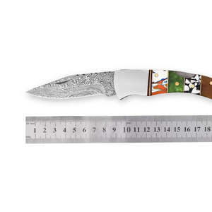 Damascus Steel Folding Knife Handmade Compact Pocket Knife Patterned Steel Outdoor <b>Camping</b> Hiking Fishing Travel Work <b>Tool</b> - Product Image 1